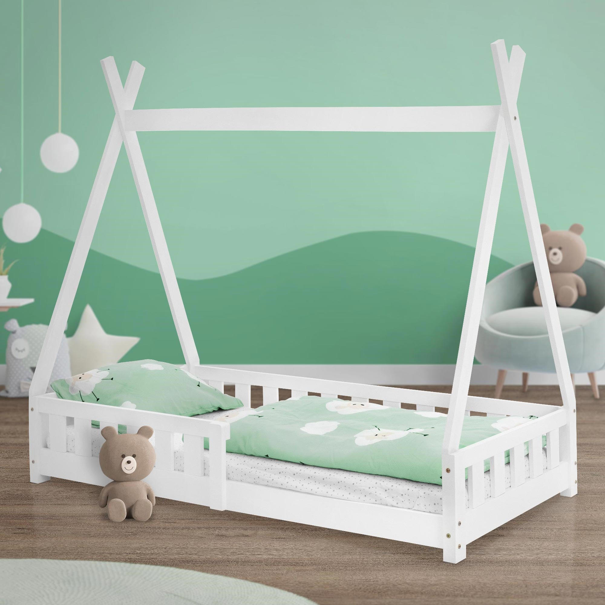 KINDERBETT Tipi 80x160 cm Weiß - Weiß, Holz (80/160cm) - ML-DESIGN