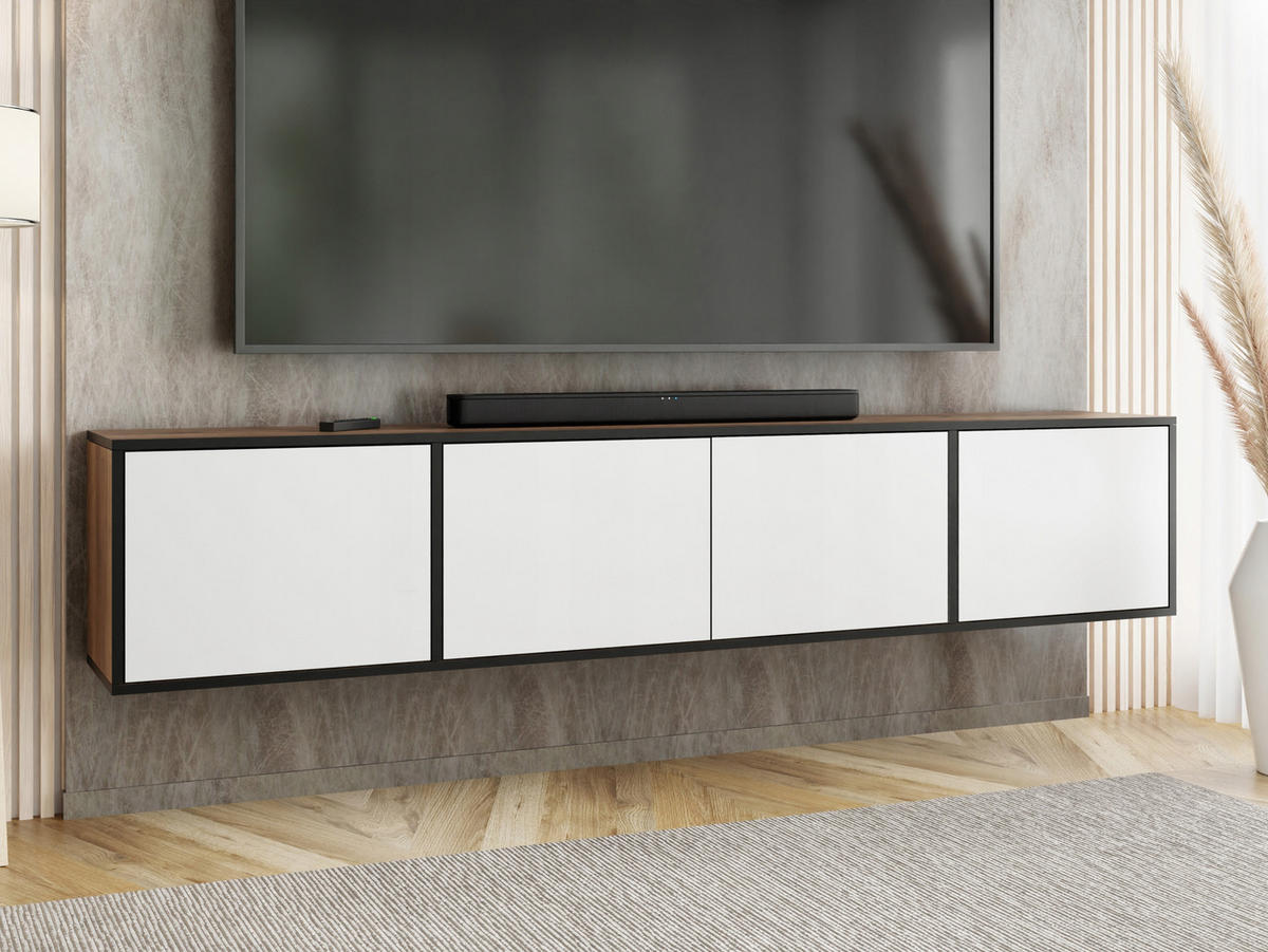 TV-LOWBOARD EDI 4 Craft Gold Eiche / Weiß – 4-türig - Honigeiche/Weiß, Holzwerkstoff (206.4/42/38.9cm)