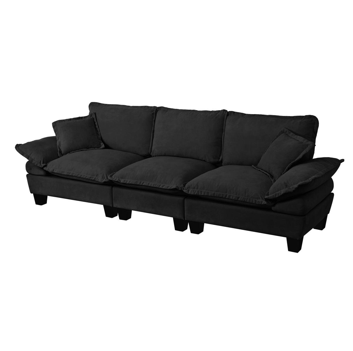 3-SITZER Sofa aus Chenille Schwarz 264x85x90 cm, 3-Sitzer mit abnehmbaren Armlehnen - Schwarz, Textil (264/90/85cm) - IVMEU