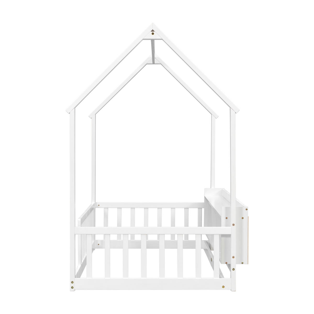 HAUSBETT 90/200 cm mit Ablagefächern, DE-41877, in Weiß - Weiß, Holz (90/200cm) - ComfortXL