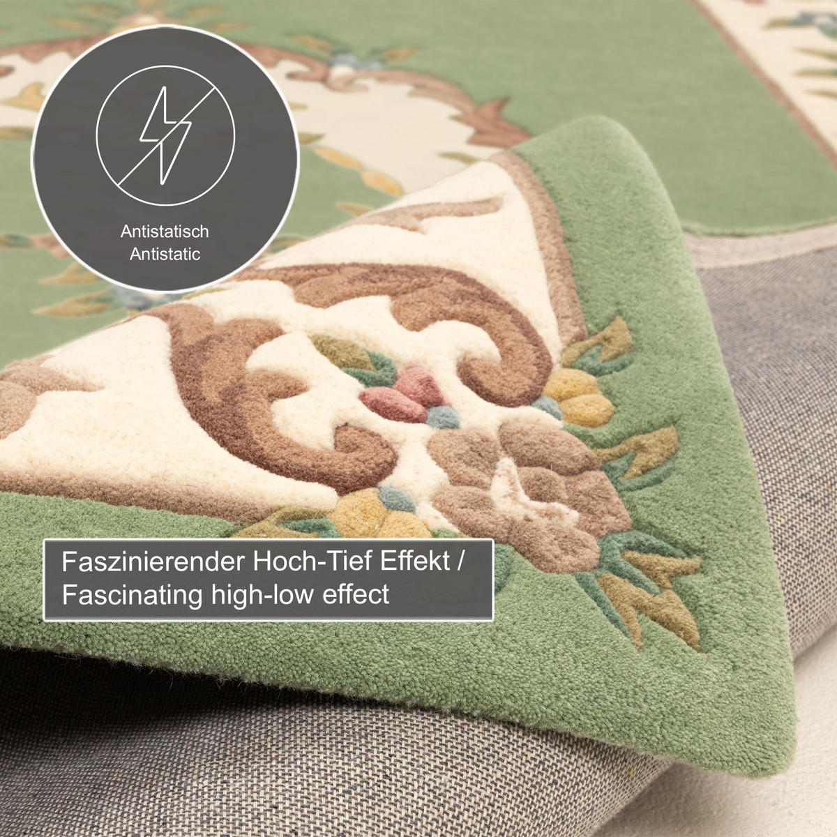HANDTUFTTEPPICH Bloomingville 190x300 cm - Grün, Textil (190/300cm) - THEKO