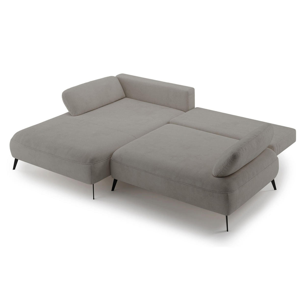 ECKSOFA Avolla Graubeige links - Taupe/Schwarz, Textil/Metall (284/186cm) - Selsey