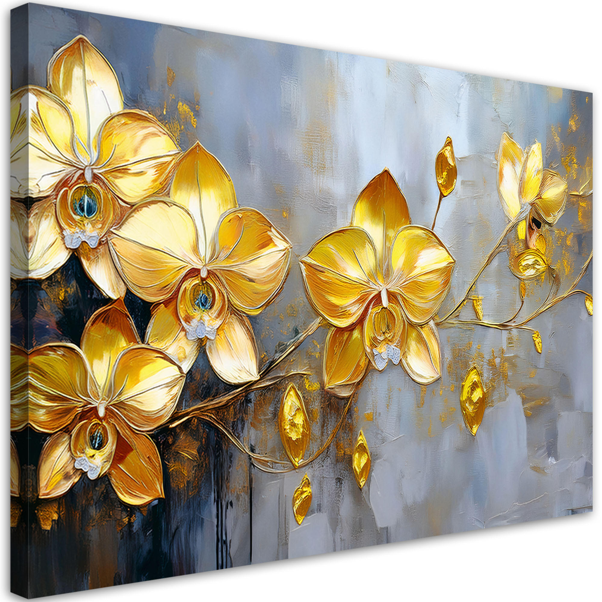 WANDBILD goldene orchideen blumen glamour - Goldfarben, Textil (60/40cm) - Feeby