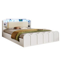 POLSTERBETT 140/200 cm Weiß aus Particle Board mit LED-Beleuchtung und Stauraum - Weiß, Holzwerkstoff (140/200cm) - OKMYHOME