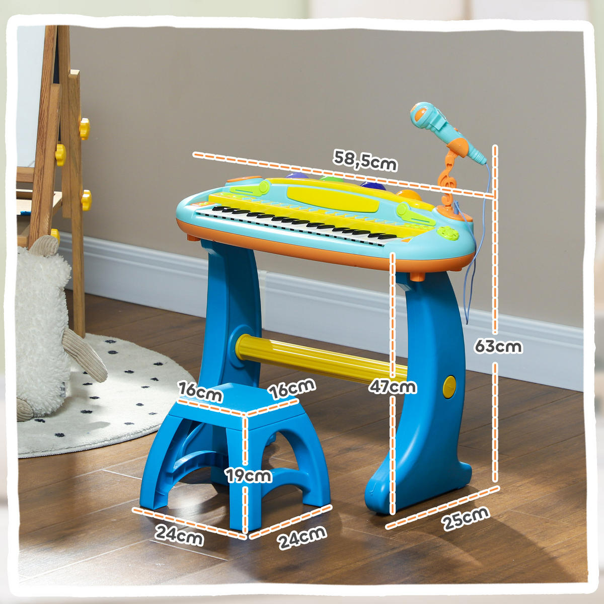 KINDERPIANO DE-18646 Mehrfarbig - Blau, Kunststoff (25/63/58.5cm) - ComfortXL
