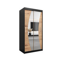 SCHWEBETÜRENSCHRANK 200/100/62 2-türig - Silberfarben/Schwarz, Holz/Kunststoff (100/200/62cm) - Abiks Möbel