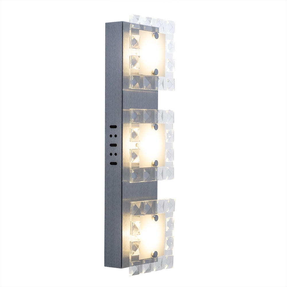 LED WANDLEUCHTE Kristalloptik Silber ALU Glas - Silberfarben, Glas (12/6.5/42cm) - Globo Lighting