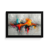 POSTER MIT RAHMEN Moderne Kunst - Orange - Grau - Abstrakt 30x20 cm - Hellgrau, Papier (30/20cm) - MuchoWow