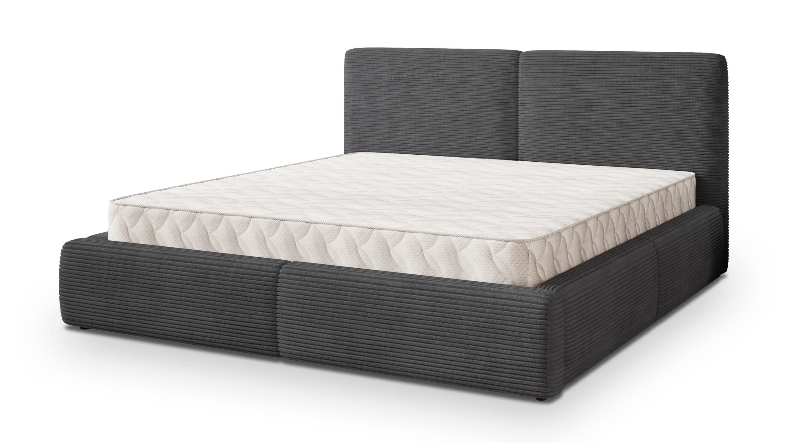 POLSTERBETT FELURO 140x200 cm mit Bettkästen - Graphitfarben - Graphitfarben, Holz (140/200cm) - MASSENO