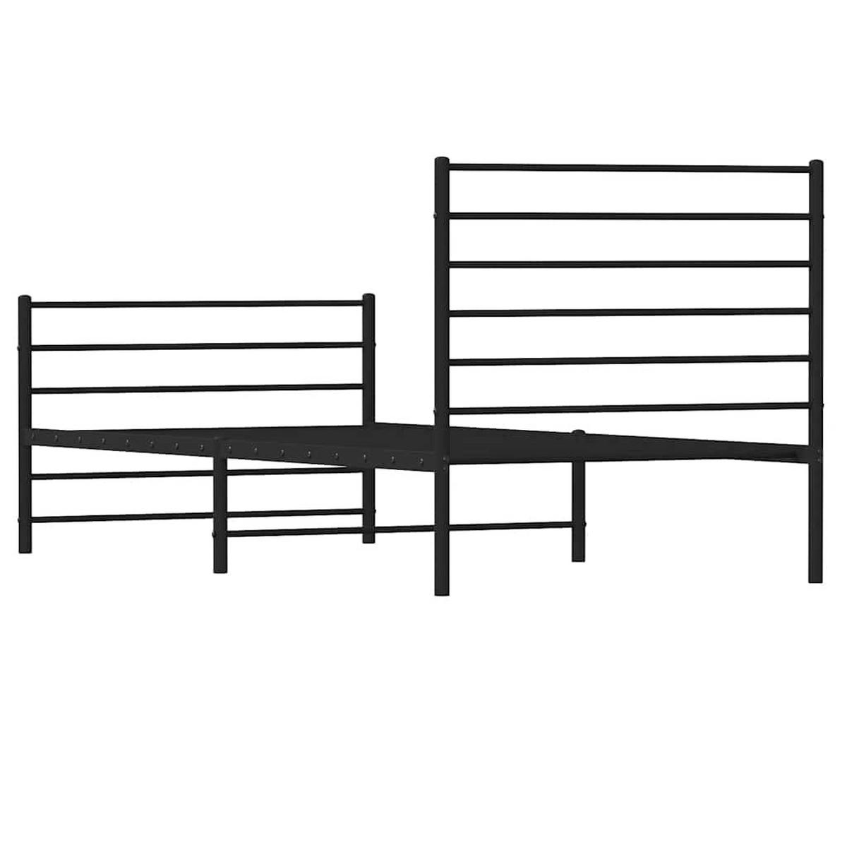 BETTGESTELL Mit Kopf- Und Fussteil Metall Schwarz 90/200 Cm - Schwarz, Metall (90/200cm) - vidaXL