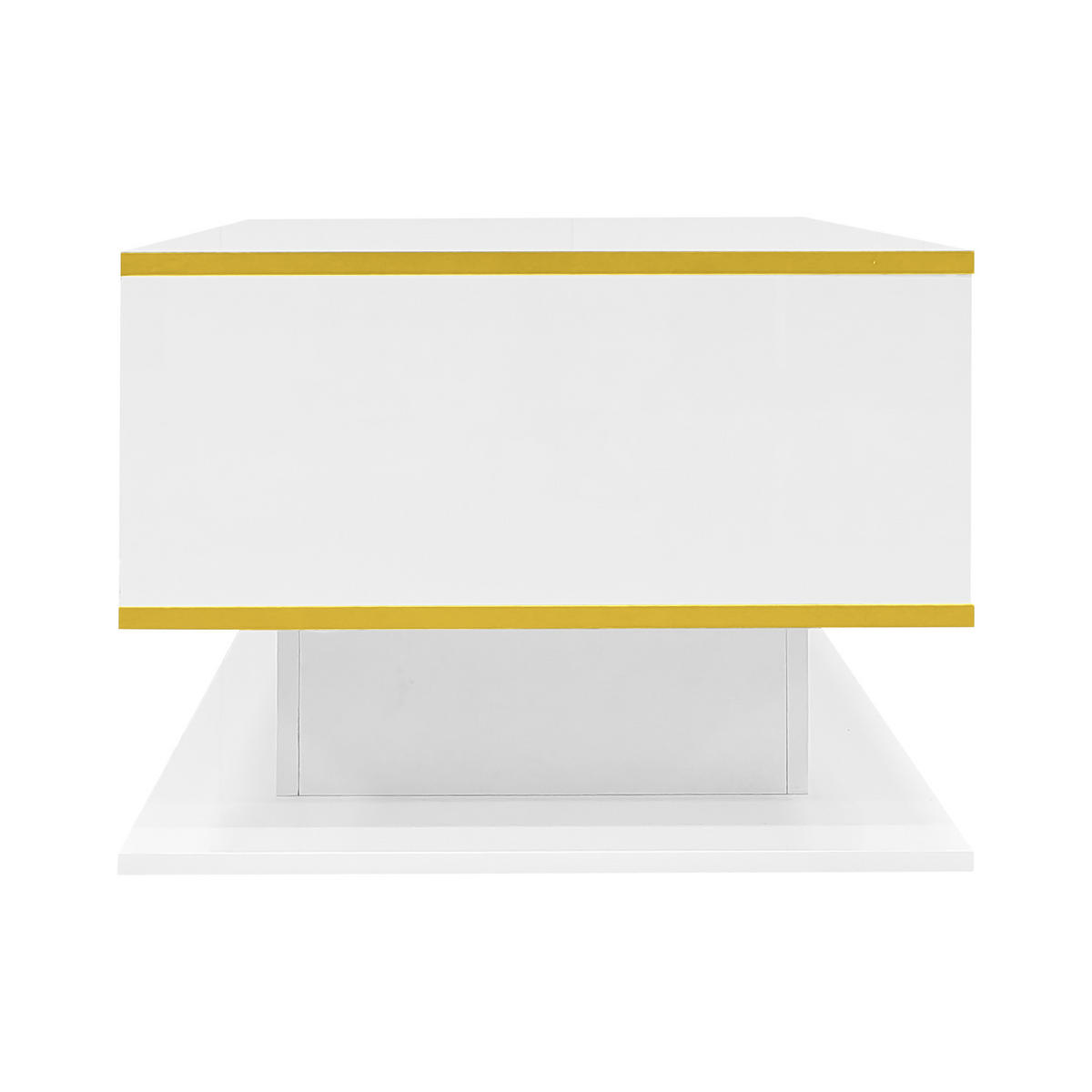 COUCHTISCH LED Hochglanz Weiß/Gold - Weiß, Holzwerkstoff (100/50/40cm) - ComfortXL