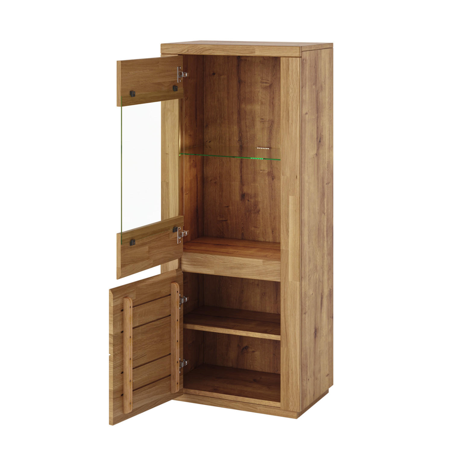 Thumbnail - kiki design Vitrine, Eiche, Holz, 60x144x34 cm, Wohnzimmer, Wohnwände, Vitrinenschränke