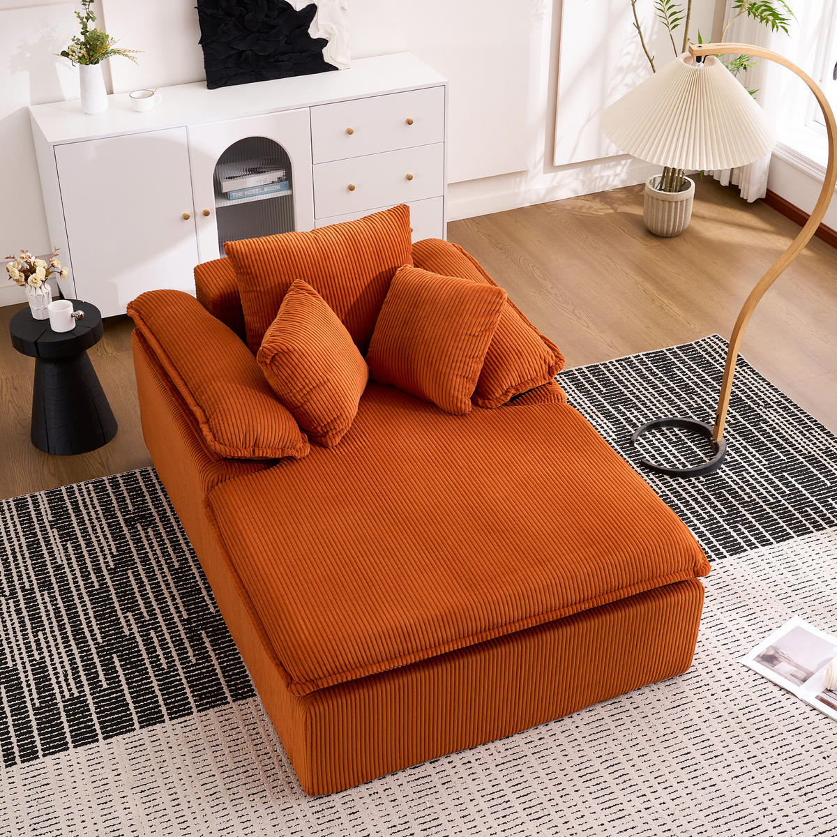 RECLINER Sofa Cord ergonomisch und ohne Montage 177/122/92 cm Orange - Orange, Textil (122/92/177cm) - Redom