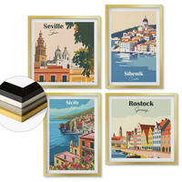 WANDBILDER 4er Set - 50x50 cm & 40x60 cm Goldrahmen - Landschaften europäischer Städte - Goldfarben, Kunststoff (50/50cm) - ArtPrintCave