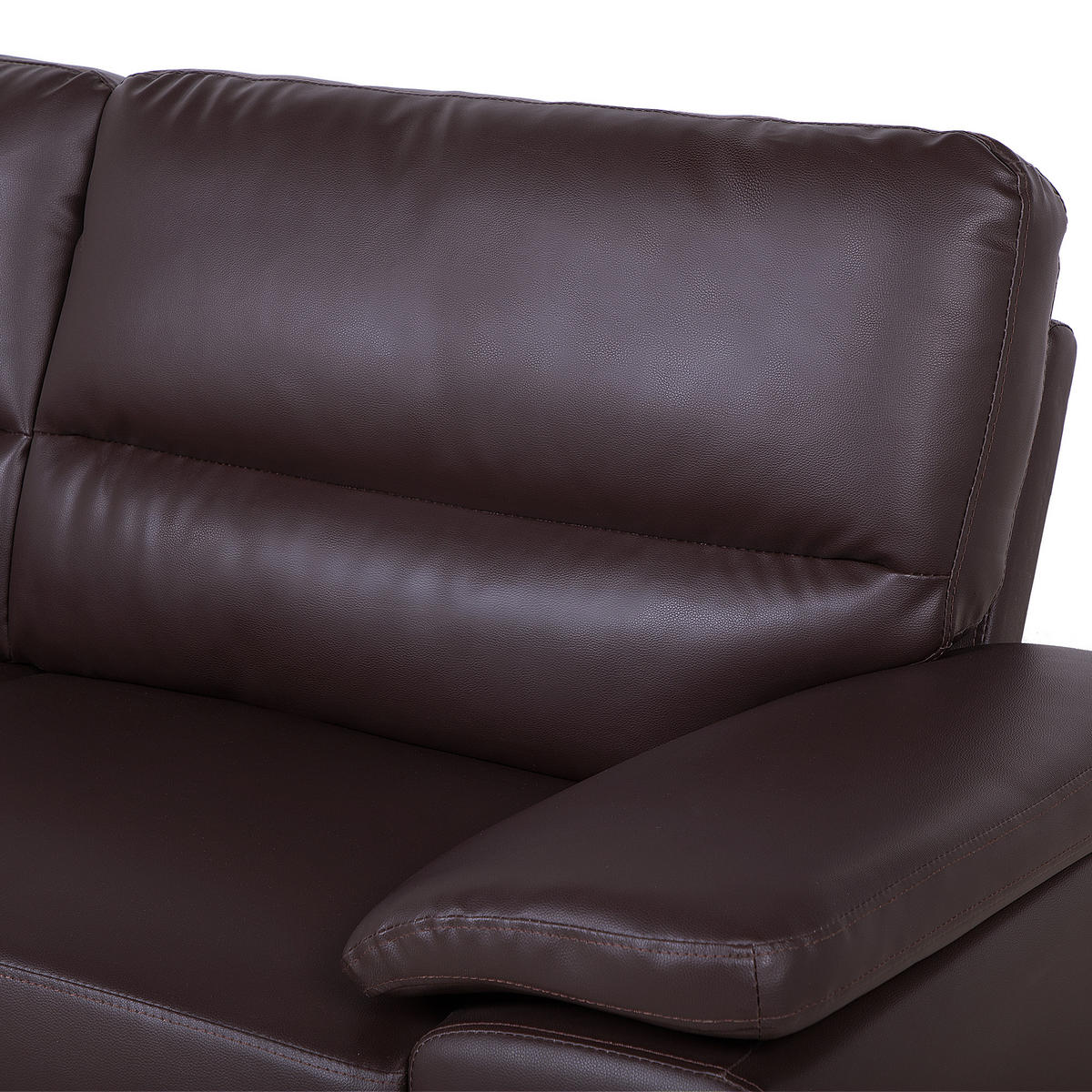 3-SITZER-SOFA Kunstleder Braun Vogar - Dunkelbraun, Kunststoff/Textil (195/90/74cm) - Beliani