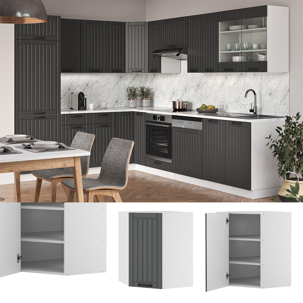 ECKHÄNGESCHRANK Fame-Line Anthrazit Landhaus 57 cm - Anthrazit/Weiß, Holzwerkstoff (57/72/34.1cm) - Vicco
