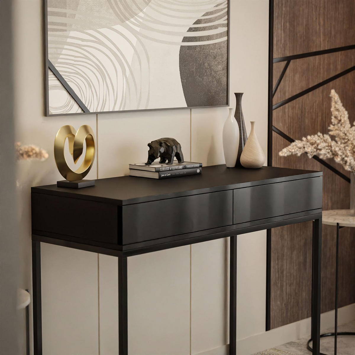 KONSOLE BLANCO LOFT II Schwarz Hochglanz PUSH OPEN - Schwarz Hochglanz/Schwarz, Holzwerkstoff (42/100/81cm) - Lookway