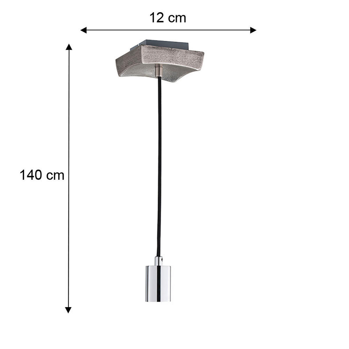 HÄNGELEUCHTE Metall Chrom Schwarz - Silberfarben, Metall (12/12/140cm)