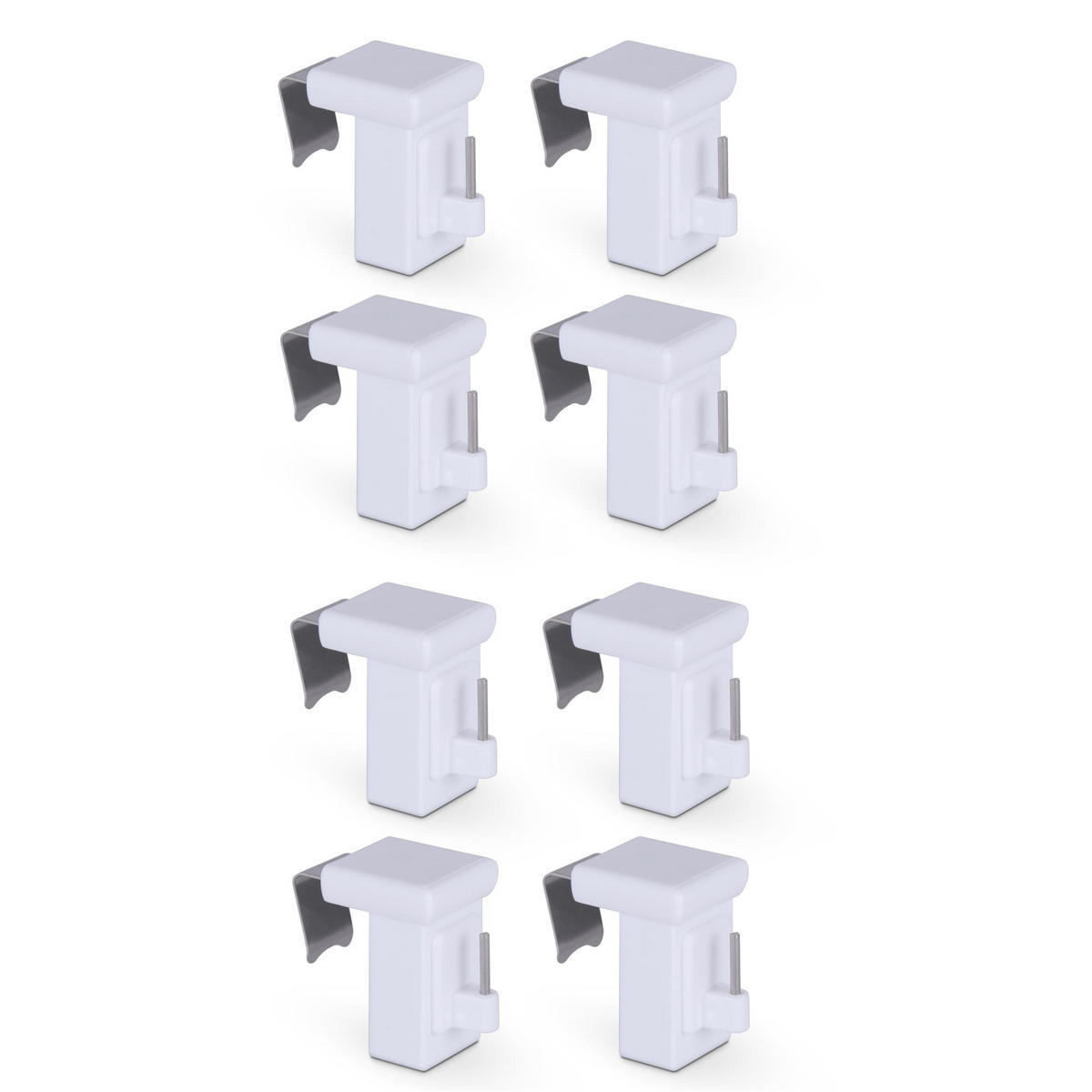 KLEMMTRÄGER für Vitragestangen 8er Pack - Weiß, Kunststoff (2/4/4cm) - Bestlivings