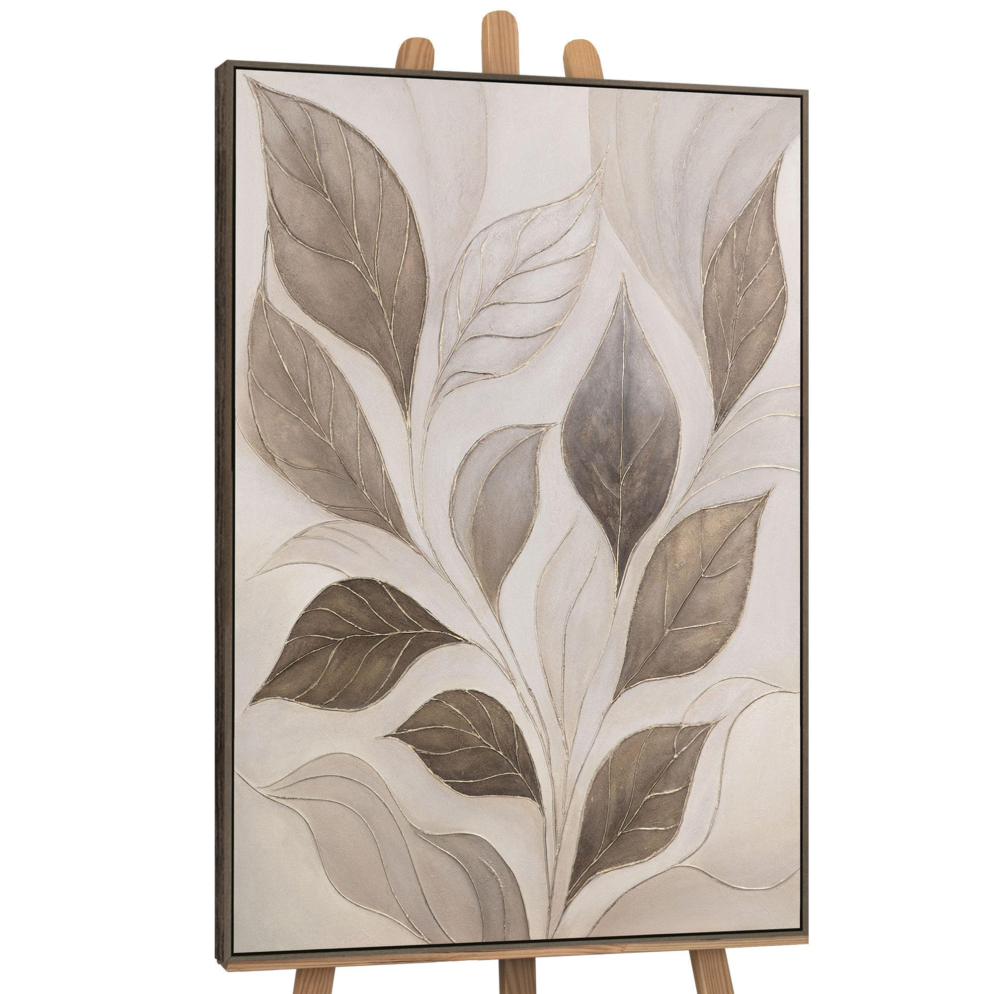 GEMÄLDE Wind in den Blättern Schattenfugenrahmen Grau 140x100 cm - Grau, Holz (140/100cm) - YS-art gallery