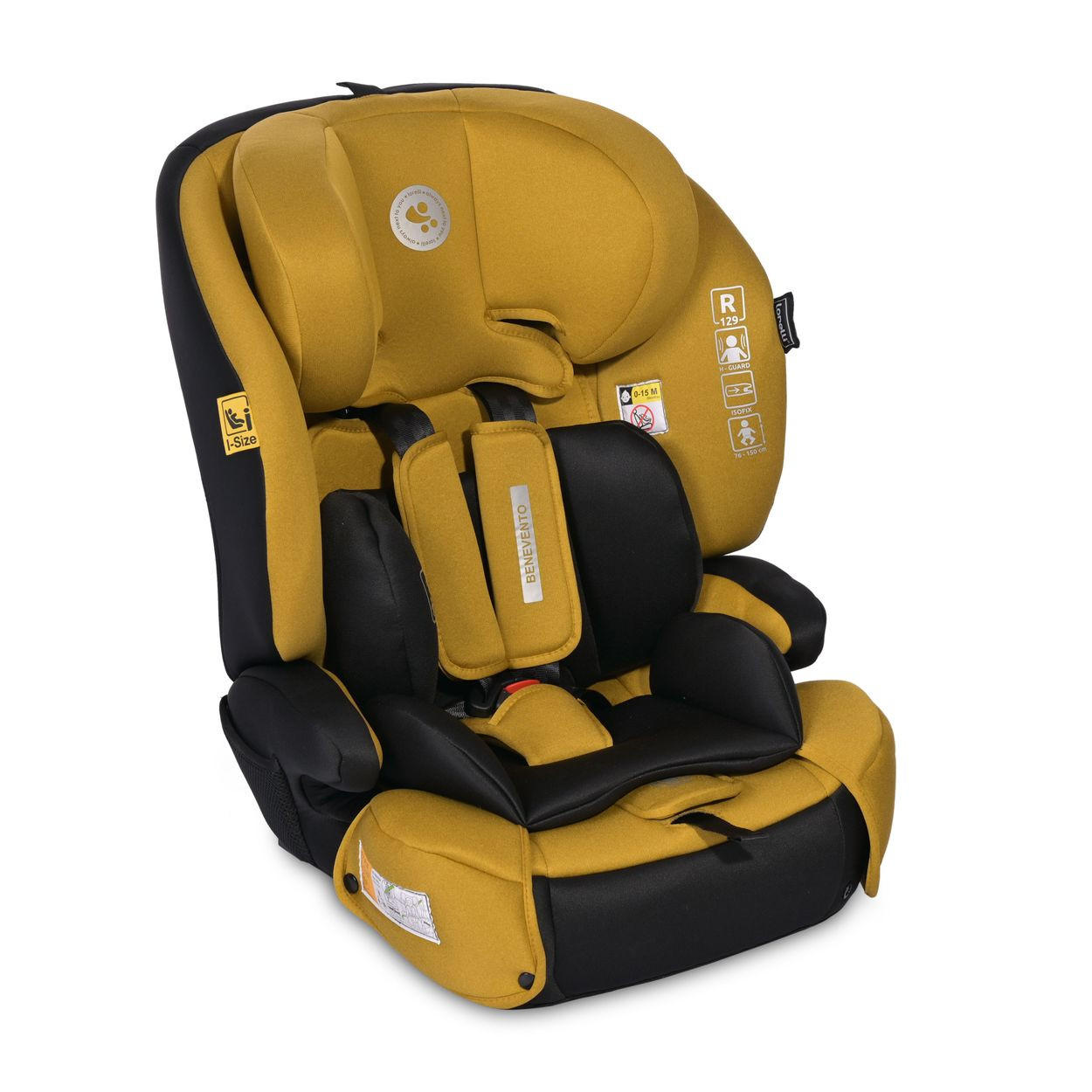 KINDERSITZ i-Size Benevento gelb (76-150 cm) Isofix, Kopfstütze verstellbar - Gelb, Kunststoff (46/57/58cm) - Lorelli