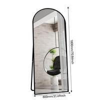STANDSPIEGEL 1800 x 800 mm, gewölbter, geeignet für die Wandmontage oder als freistehendes Modell, schwarz - Schwarz, Glas/Metall (80/180/3cm) - WoodenAura