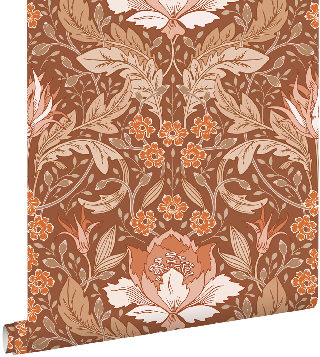 TAPETE Blumenmuster im Jugendstil 50 x 900 cm - Terracotta, Papier (50/900cm) - ESTAhome
