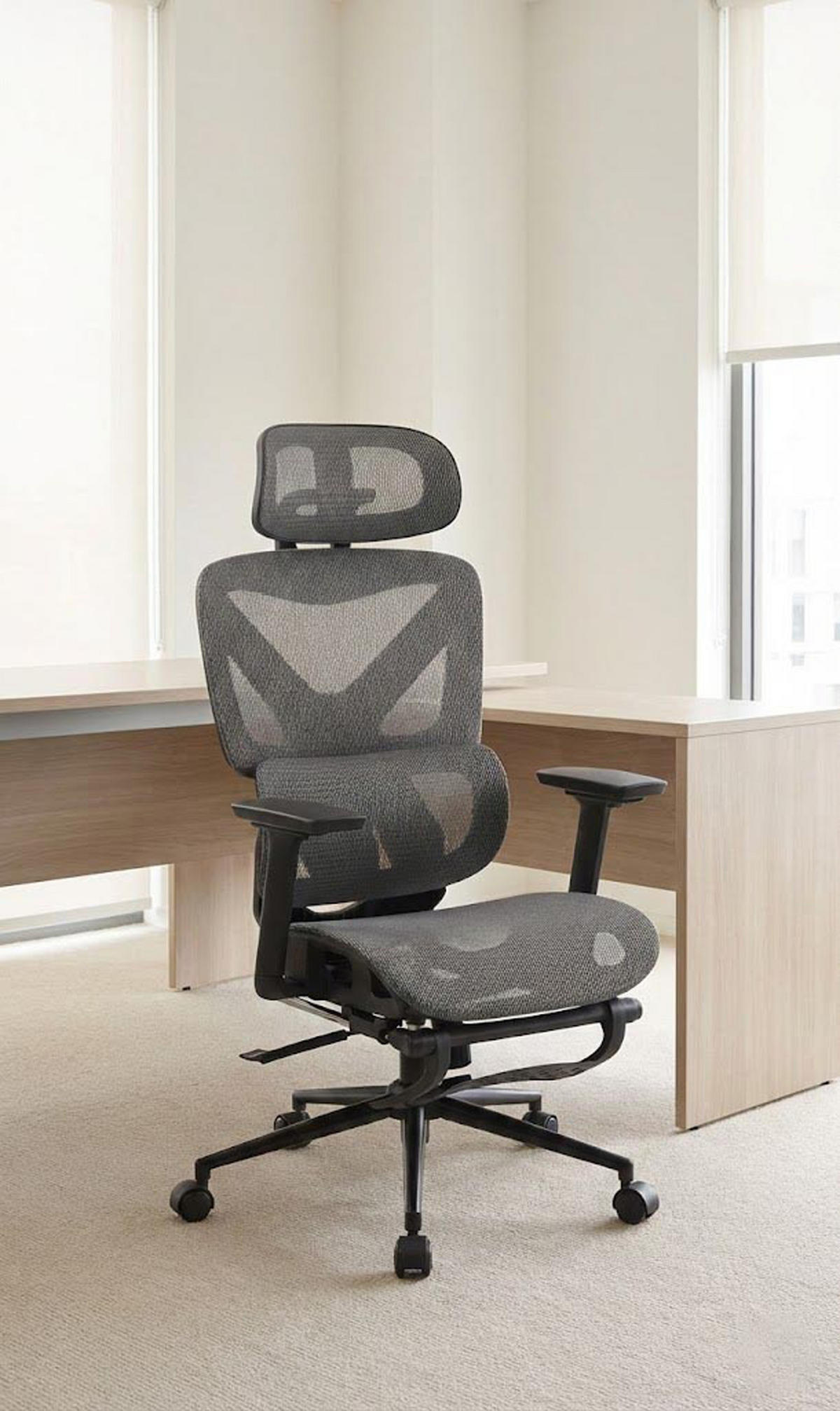 BÜROSTUHL Vaylen schwarz/grau - Schwarz/Grau, Kunststoff/Metall (66/124/66cm) - TPFLiving
