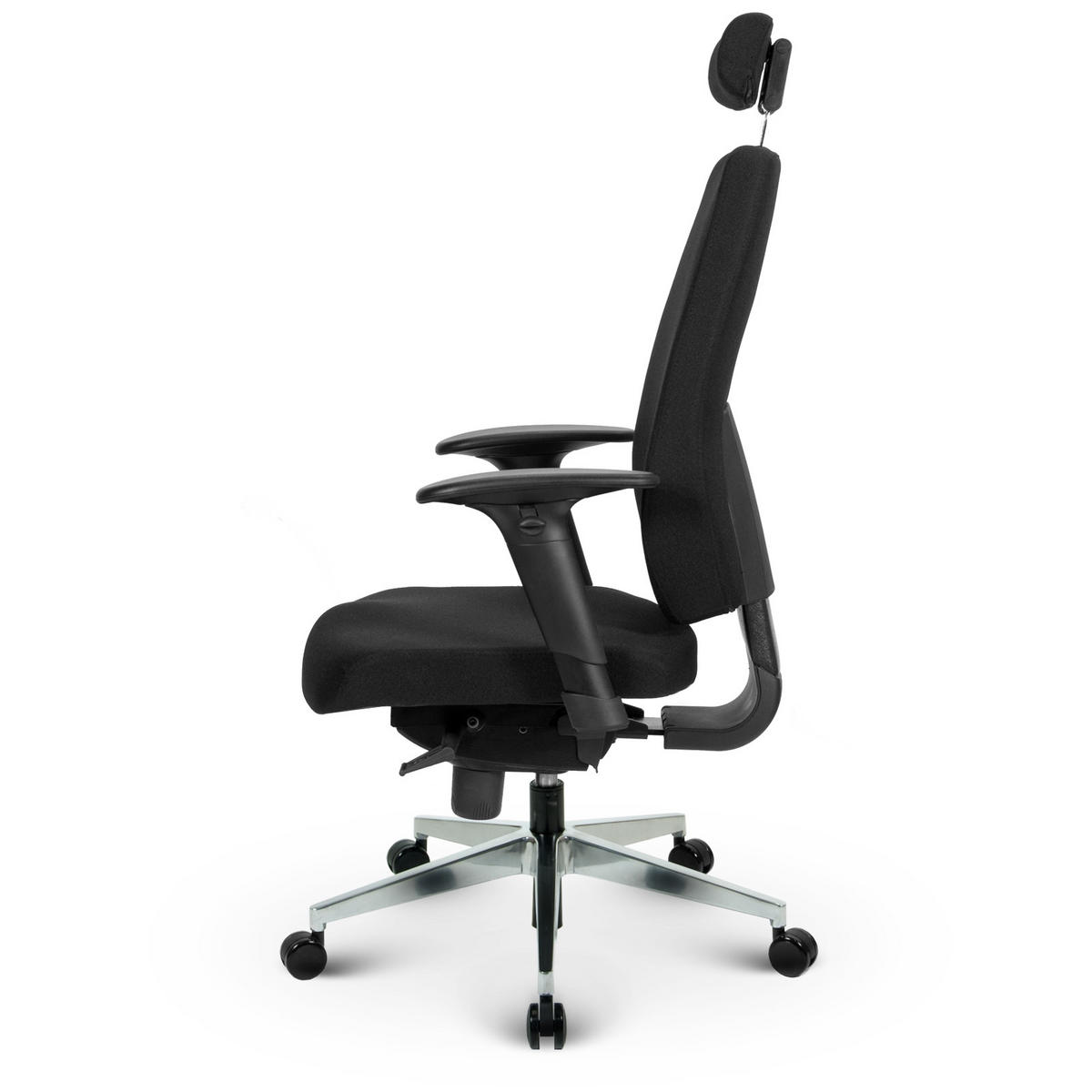 CHEFSESSEL V1404 Stoff Schwarz - ergonomisch, 150 kg belastbar, Sitzhöhe 60-63cm - Schwarz, Kunststoff/Textil (65/137/64cm) - Versee