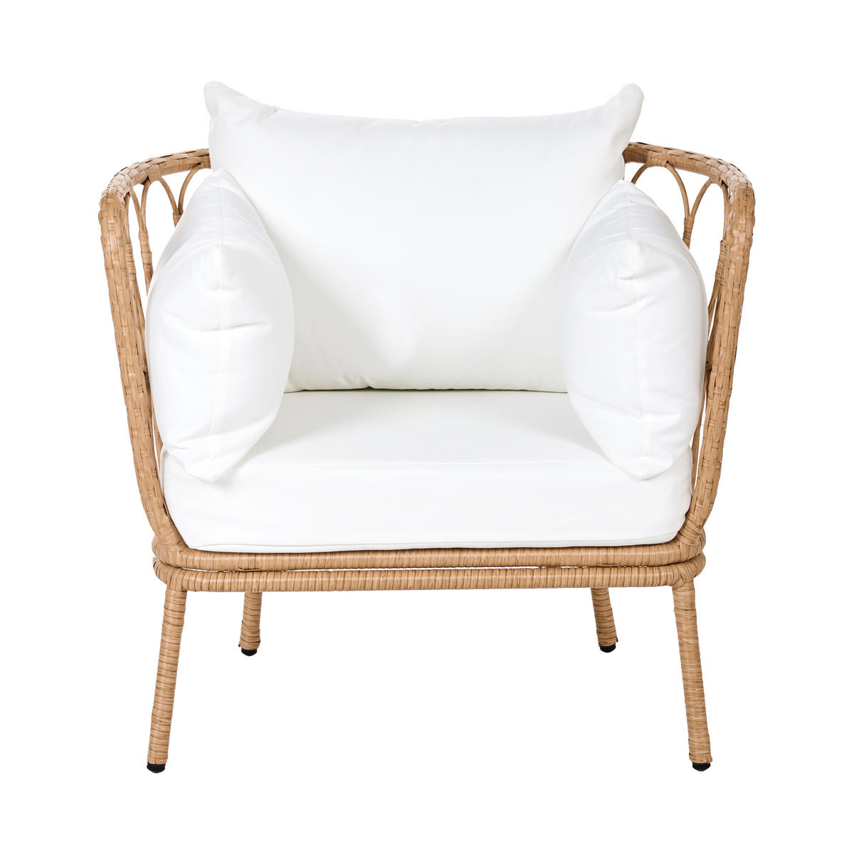 GARTENSESSEL mit Fußstütze Polyrattan Hellbraun Fonni - Hellbraun, Kunststoff (75/85/55cm) - Beliani
