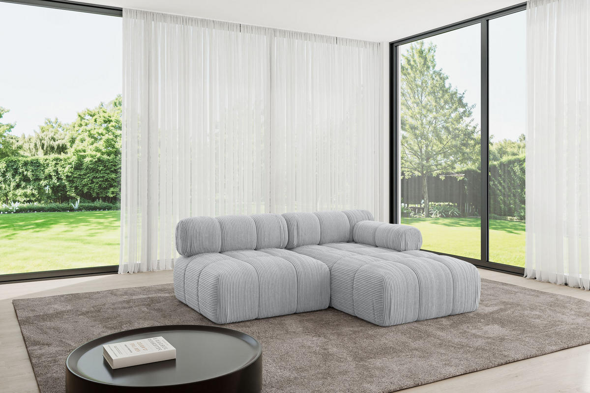 ECKSOFA modulares Sofa Razon-L1 - 190x160x70 cm Grau Cord - Grau, Holzwerkstoff/Textil (190/160cm) - ALTDECOR