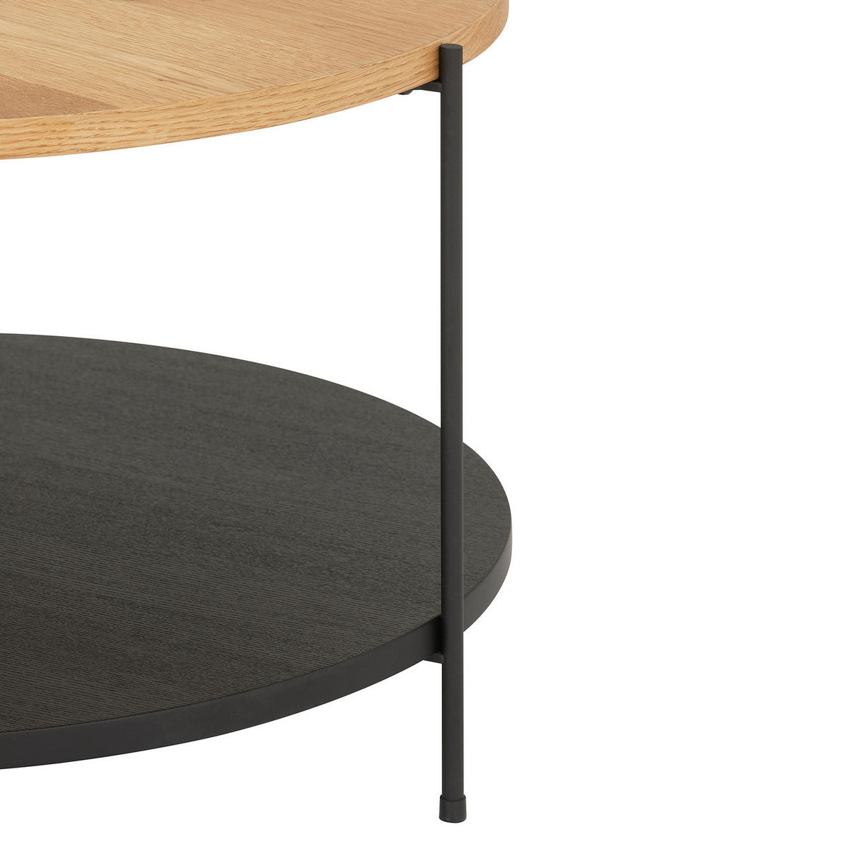 FURNIERTER COUCHTISCH - Eiche / Schwarz - Eichefarben, Holzwerkstoff/Metall (70/70/45cm) - home24