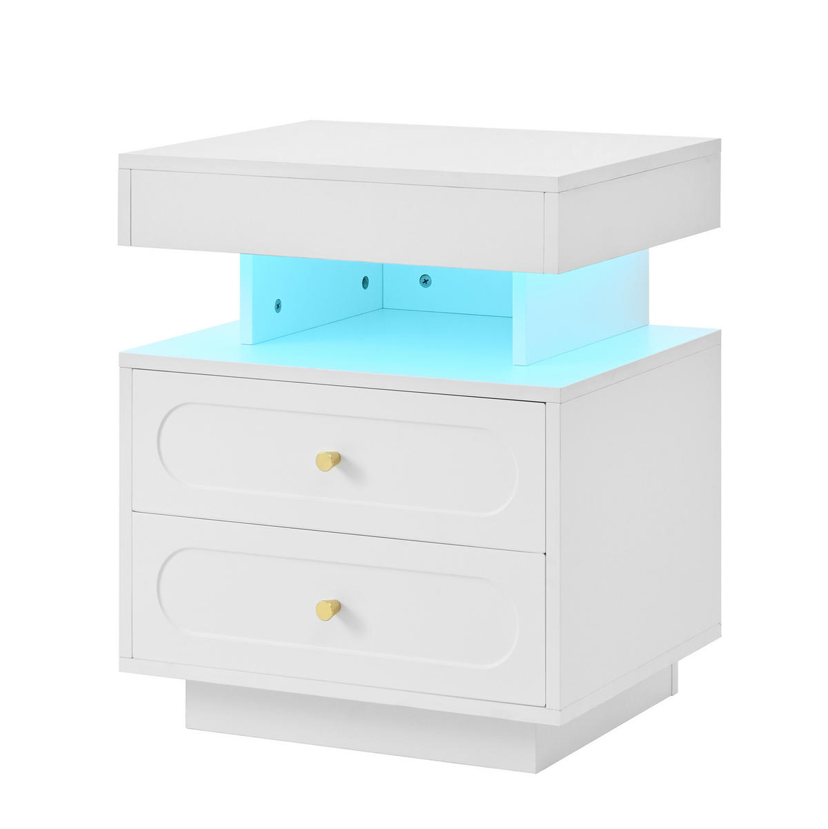 NOĆNI ormarić 50/40/60 cm bijeli, LED rasvjeta i 1 ladica - bijela, drvni materijal (60/50/40cm) - BEAOK