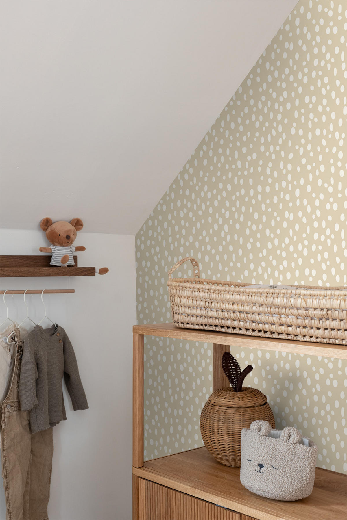 TAPETE Punkte 53 cm x 10.05 m - Beige, Papier (53/0.1cm) - ESTAhome