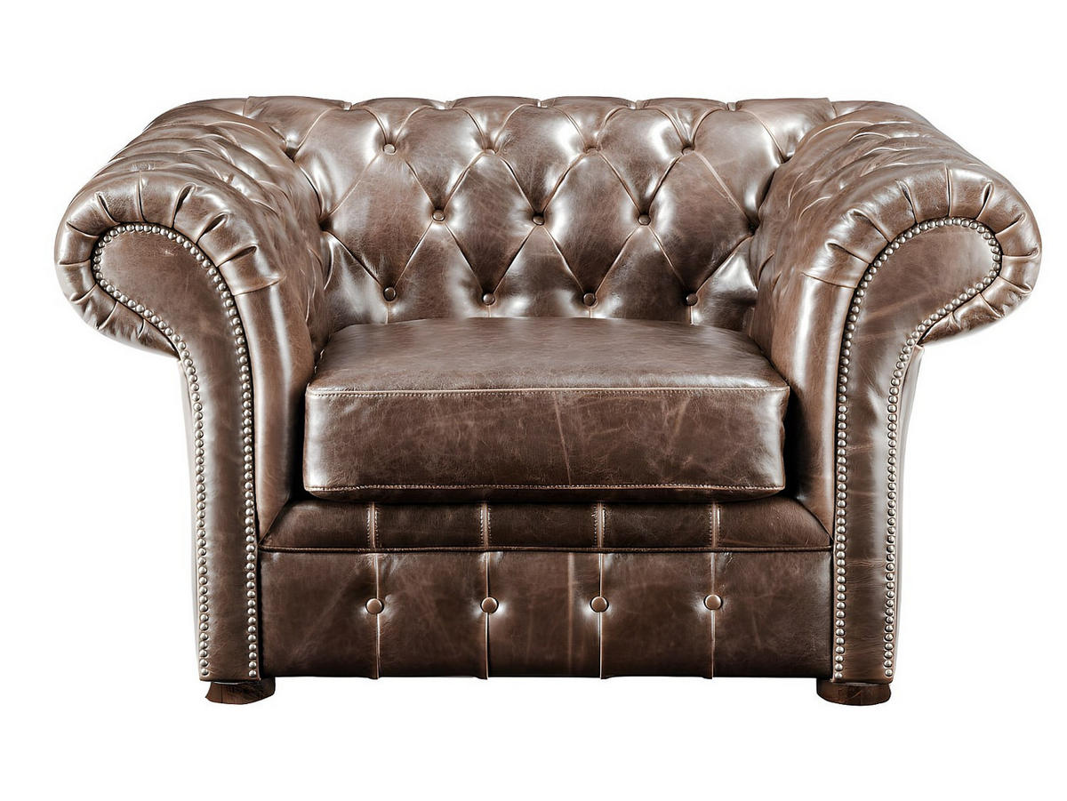 COUCHGARNITUR mit Sessel - 6 Personen - Leder - Schokoladenbraun - CLOTAIRE - Braun, Leder (232/73/90cm) - Vente-Unique
