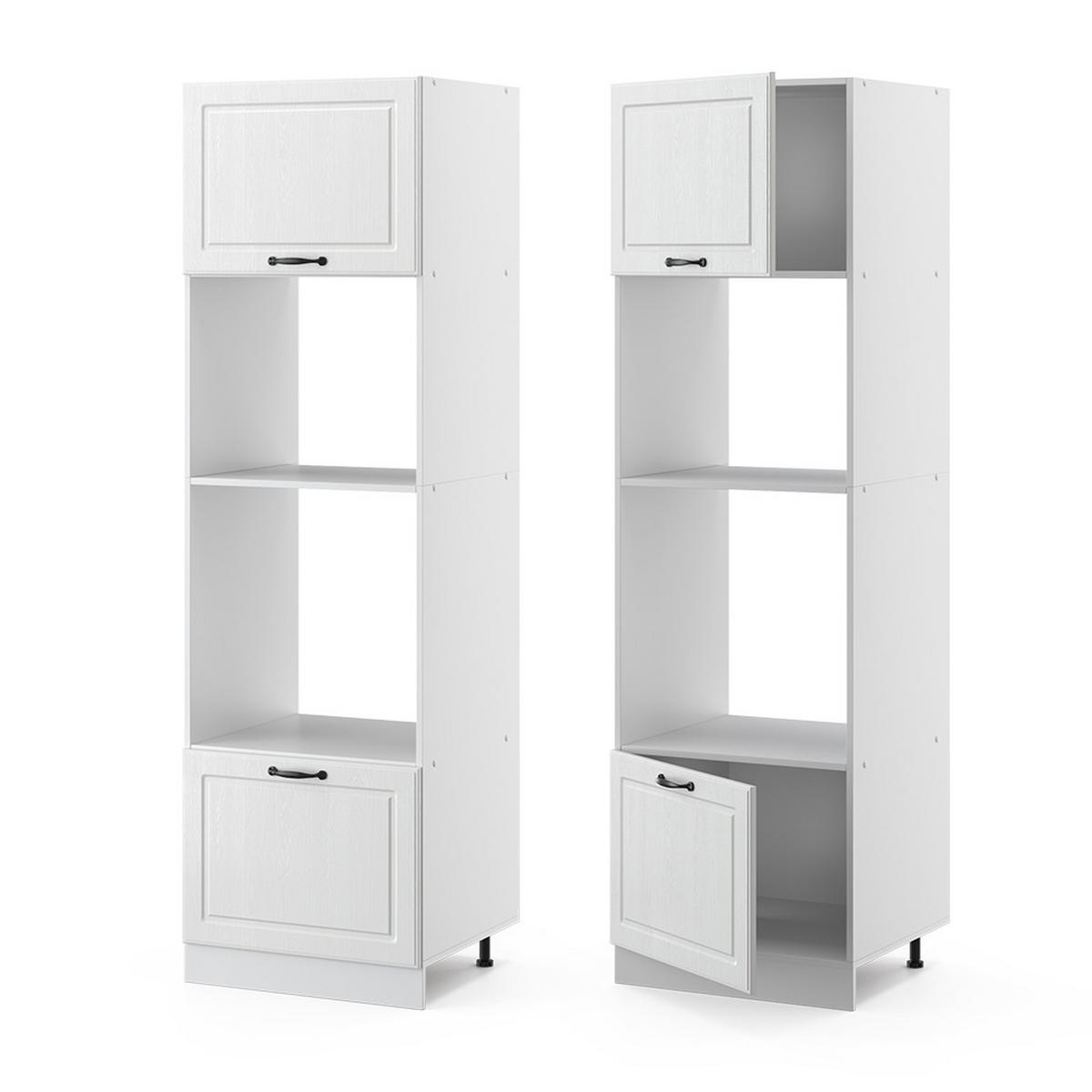 MIKROWELLENSCHRANK R-Line Weiß Landhaus 60 cm - Creme/Weiß, Holzwerkstoff (60/206.8/57.2cm) - Vicco