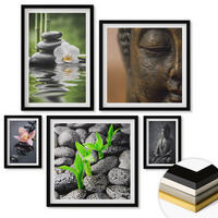 WANDBILDER 5er-Set - 50x50 cm & 20x30 cm & 40x60 cm Schwarzer Rahmen - Blumen in Vasen als Dekoration - Schwarz, Kunststoff (40/60cm) - ArtPrintCave