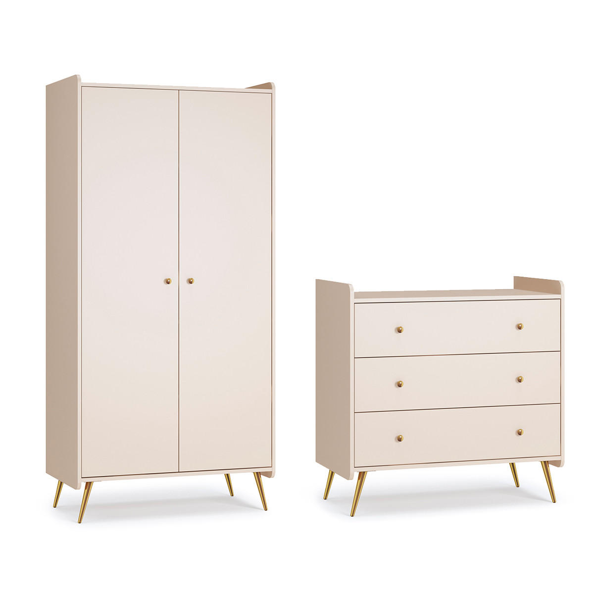 BABYZIMMER 2-teilig Lunea Kaschmir - Beige, Holzwerkstoff (90/90/50.2cm) - Petits-meubles