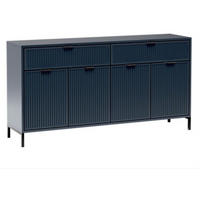 KOMMODE Linna 4D2S dunkelblau 165 cm - Schwarz/Dunkelblau, Holzwerkstoff/Metall (165/86/40cm) - Beautysofa
