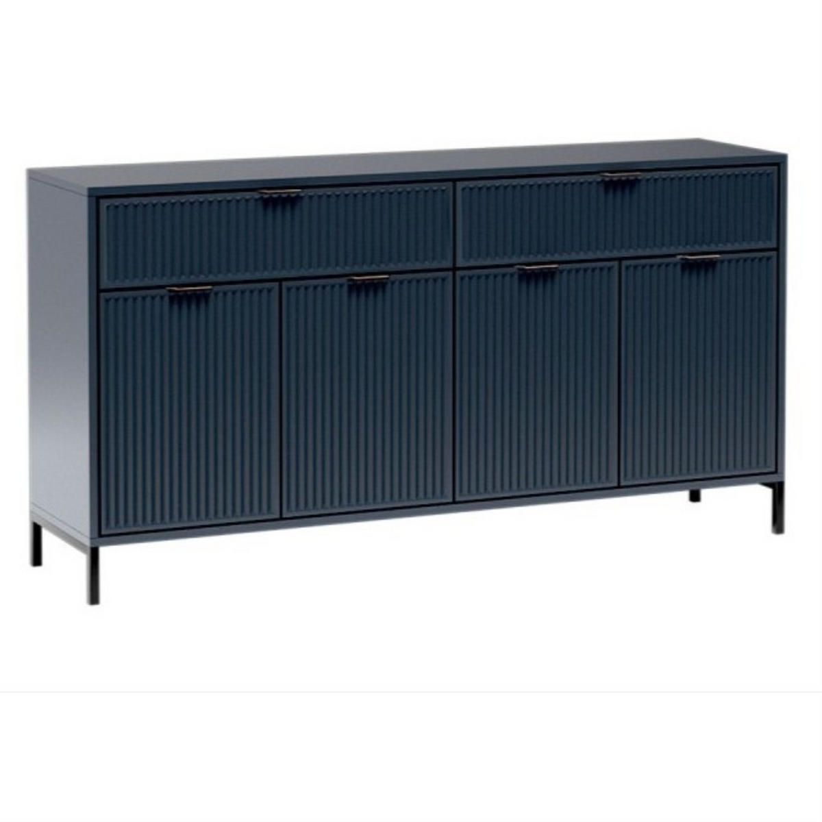 KOMMODE Linna 4D2S dunkelblau 165 cm - Schwarz/Dunkelblau, Holzwerkstoff/Metall (165/86/40cm) - Beautysofa