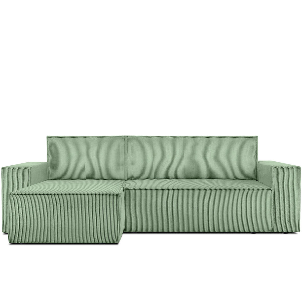 ECKSOFA-LINKS/RECHTS NAPI Schlaffunktion mit Cordbezug, mintfarben - Schwarz/Mintgrün, Textil (262/148cm) - KONSIMO®