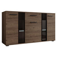 KOMMODE Salsa mit blauer LED Beleuchtung - Nussbaumfarben/Schwarz, Holzwerkstoff (141/80/41cm) - MIRJAN24