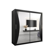 SCHWEBETÜRENSCHRANK 200/200/62 2-türig - Silberfarben/Schwarz, Holz/Kunststoff (200/200/62cm) - Abiks Möbel