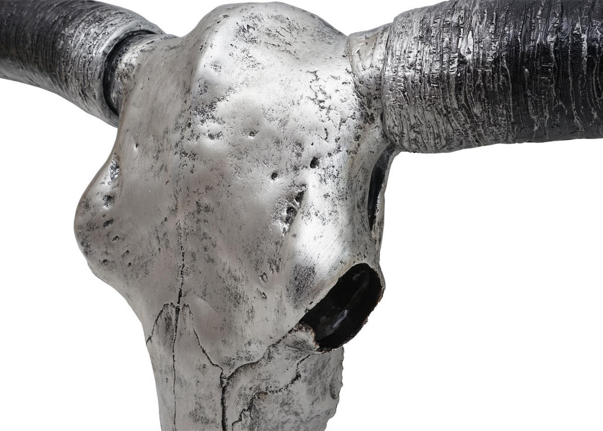 DEKO SCHÄDEL STIER Silbergrau - Grau, Stein (132/56/15cm) - MCW