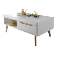 COUCHTISCH weiß matt, Eiche skandinavisch 107 x 67 cm, Wohnzimmertisch mit Stauraum - Eichefarben/Weiß, Holz/Holzwerkstoff (107/67/46cm) - Furn.Design