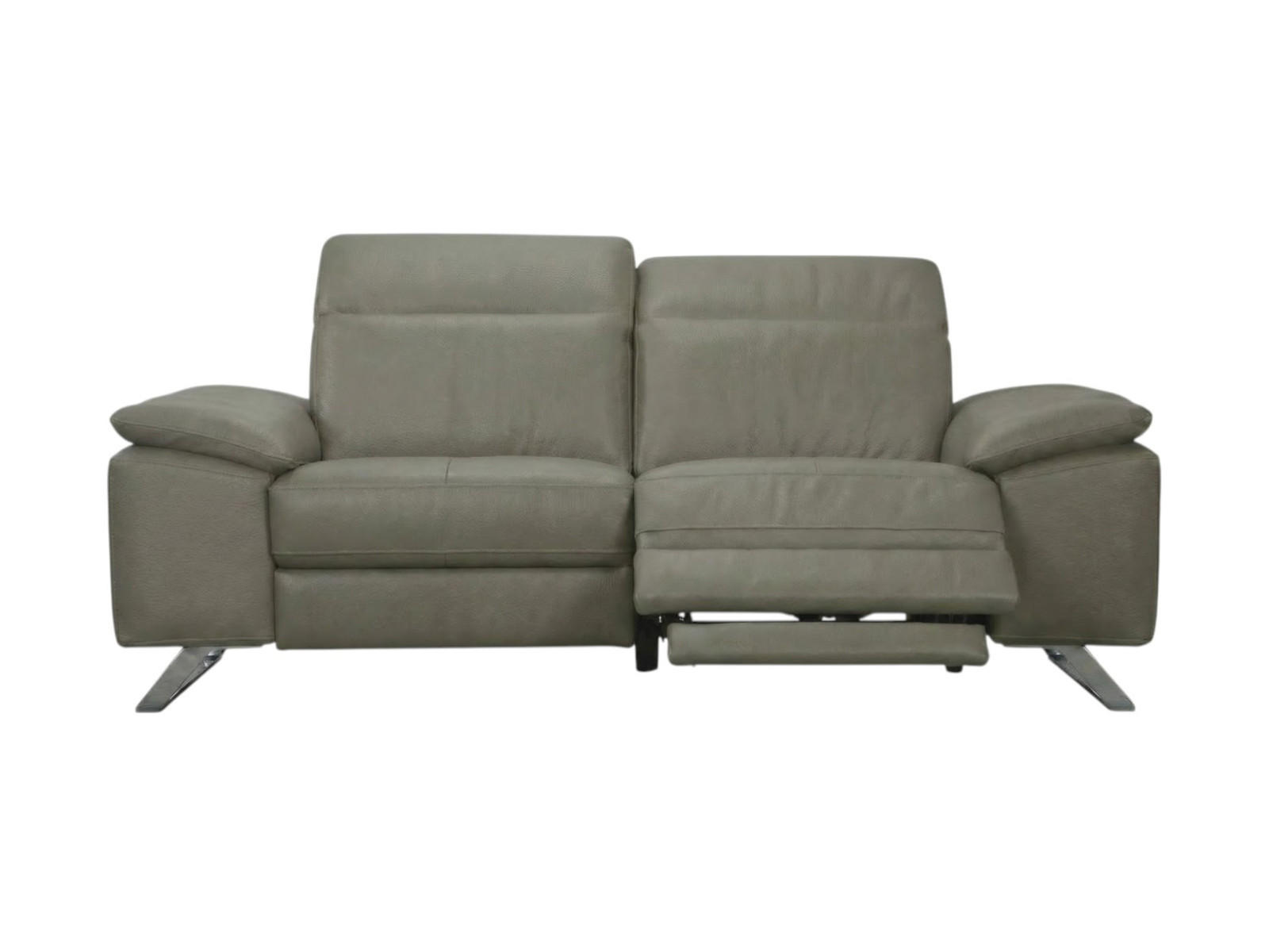 2-SITZER Sofa Genius Echtleder mit 1 x Relaxfunktion Greige - Greige, Leder/Metall (180/80/104cm)