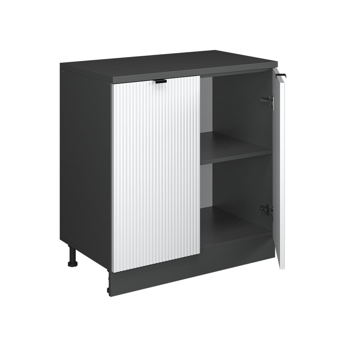 KUHINJSKA OMARA ZA POŠEVNE STREHE R-Line, Belo valovanje, 80 cm brez naklona z 2 vrati - bela/antracit, leseni material (80/83.8/46cm) - Vicco