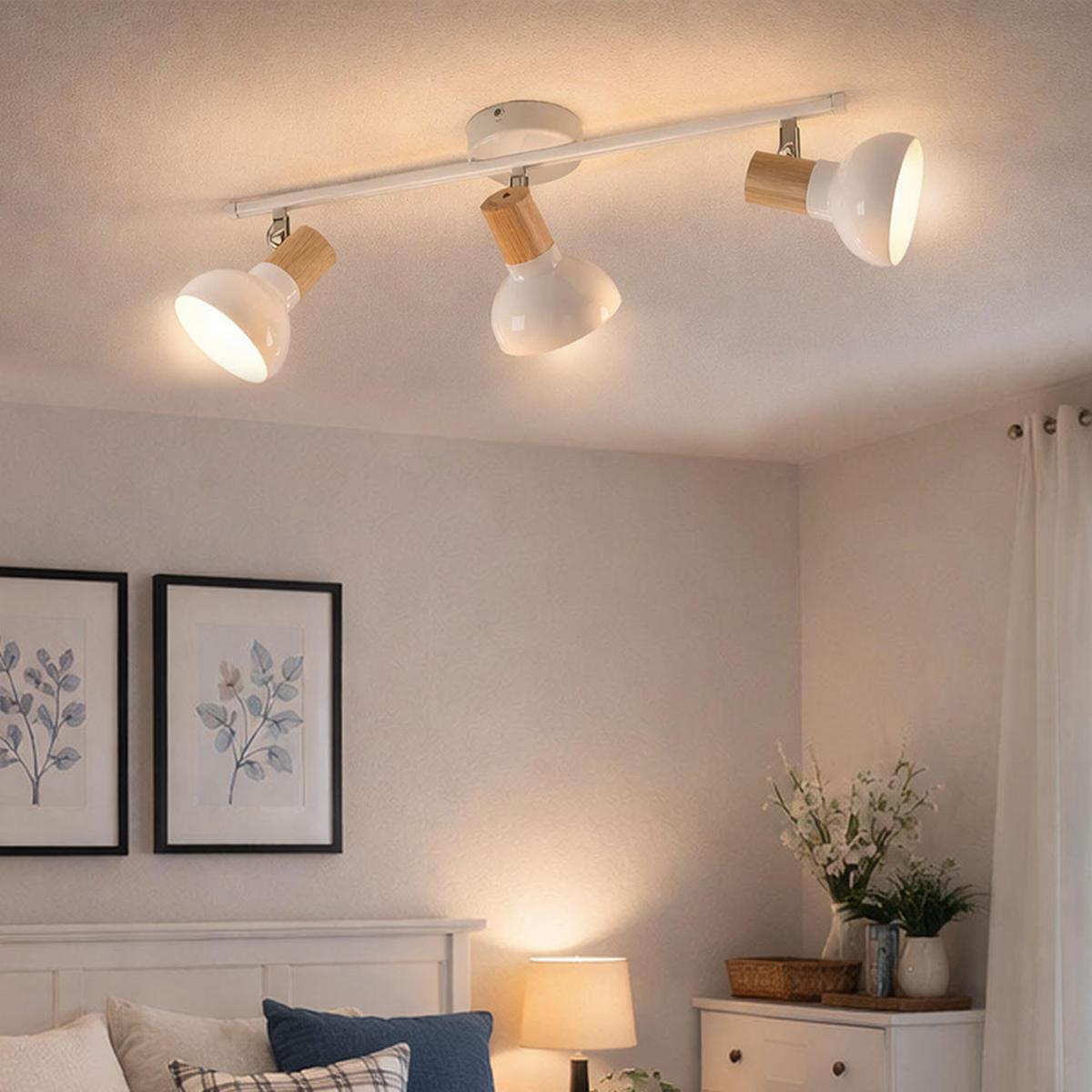 LED DECKENLEUCHTE Metall Holzoptik Weiß - Weiß, Holz (49/13/16cm) - Wofi