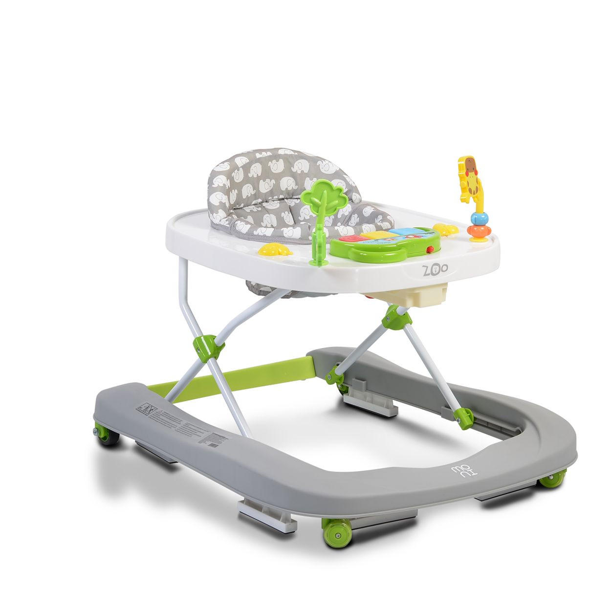 LAUFHILFE Zoo 2 in 1 grau Spielcenter, Schwenkräder vorne, hohe Rückenlehne - Grau, Kunststoff (57/54/67cm) - Moni