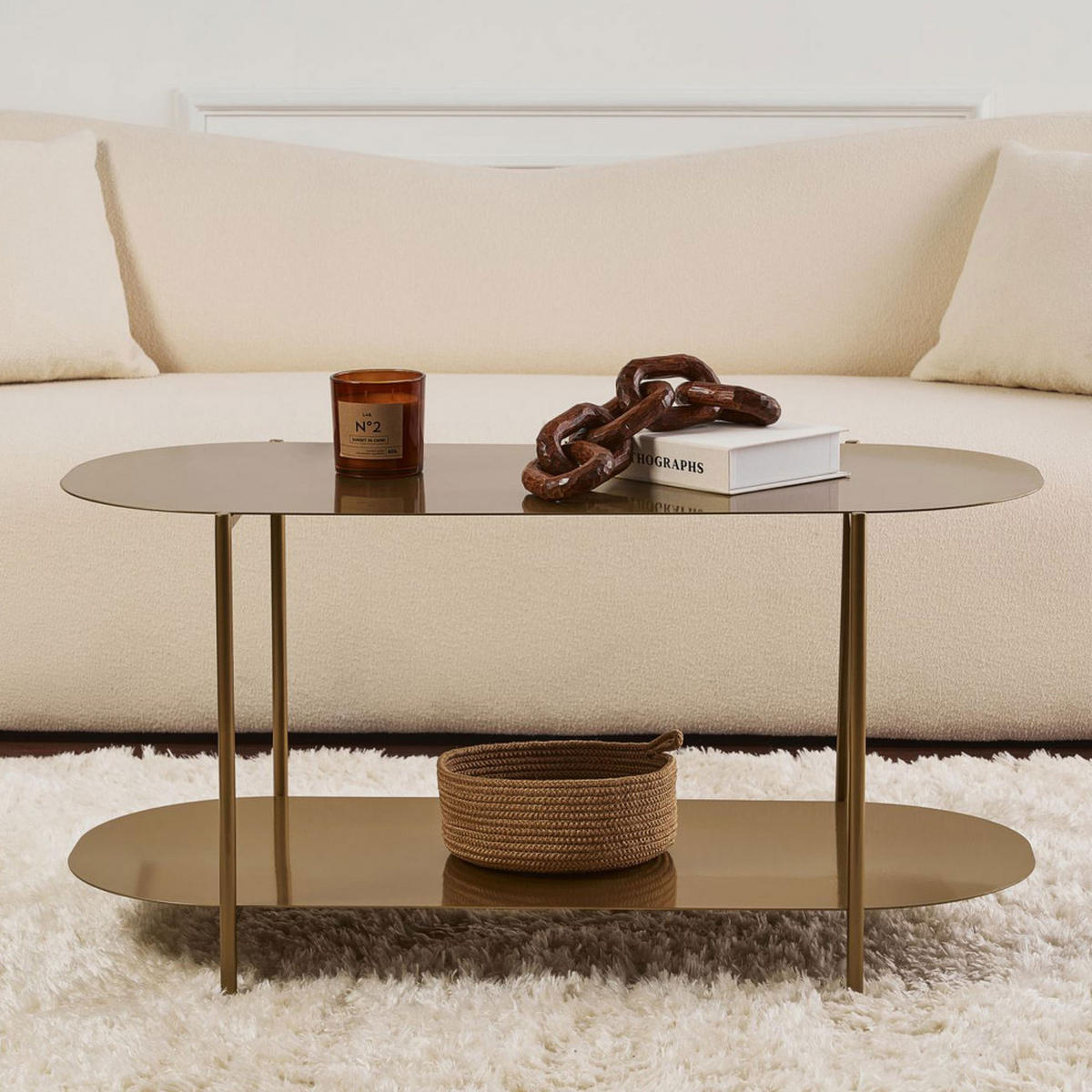 COUCHTISCH - Metall - Messing - Messingfarben, Metall (100/51/45cm) - Drawer